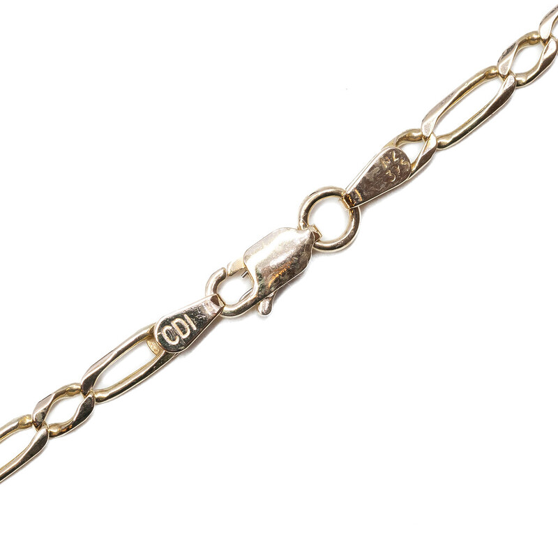 9ct Yellow Gold 1 & 1 Figaro Chain Necklace 58cm #62944