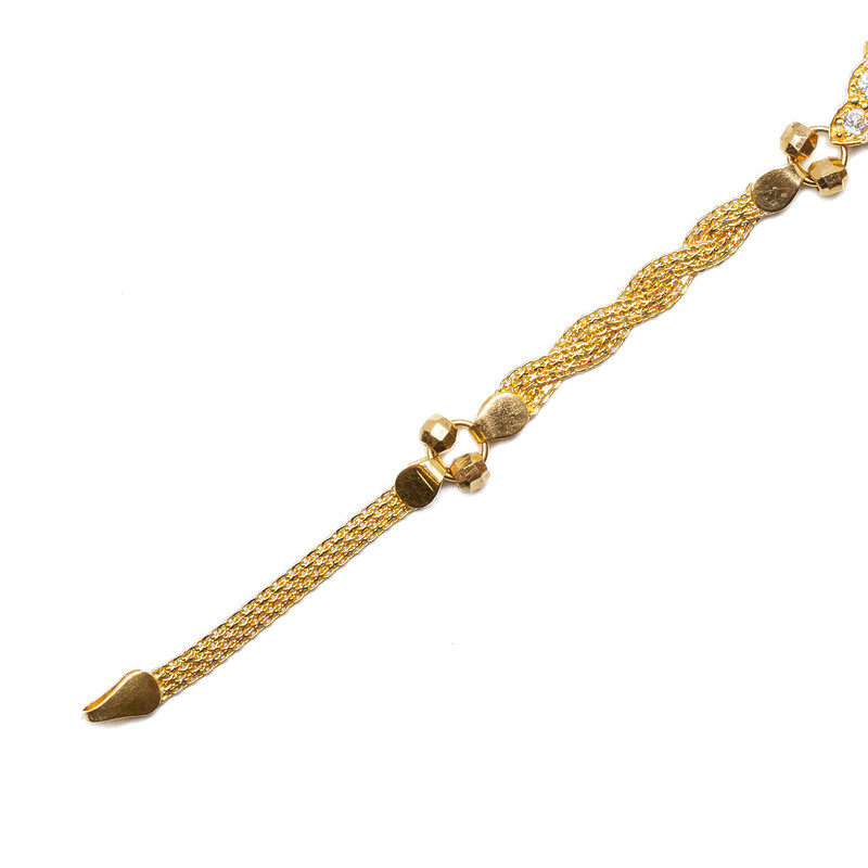 21ct Yellow Gold CZ Ornate Mesh Bracelet 18cm #62812