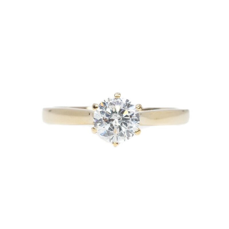 9ct Yellow Gold Round Solitaire CZ Ring Size O #61560