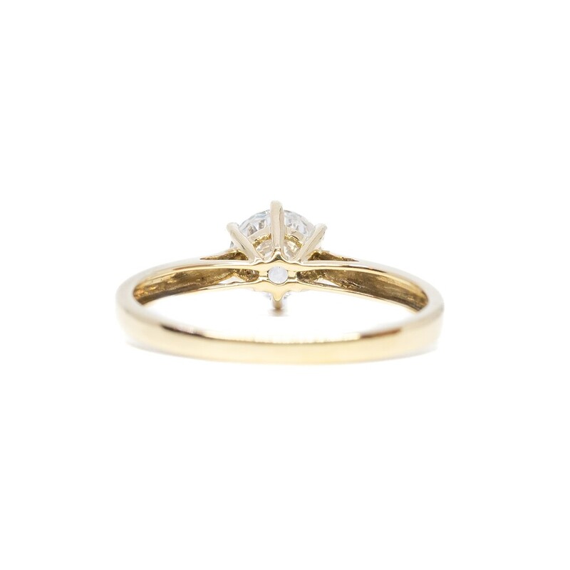 9ct Yellow Gold Round Solitaire CZ Ring Size O #61560