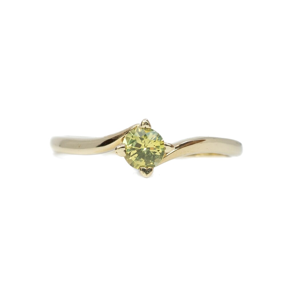 9ct Yellow Gold Green Sapphire Solitaire Ring Size R 1/2 #62418