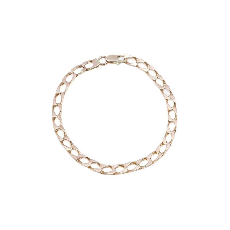 9ct Yellow Gold Square Curb Link Bracelet 20cm #62532