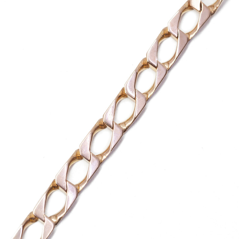9ct Yellow Gold Square Curb Link Bracelet 20cm #62532