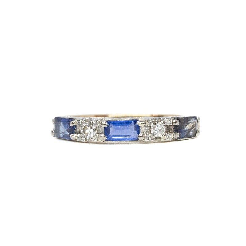 Vintage 18ct Yellow Gold Sapphire & Diamond Ring Size P 1/2 #62240
