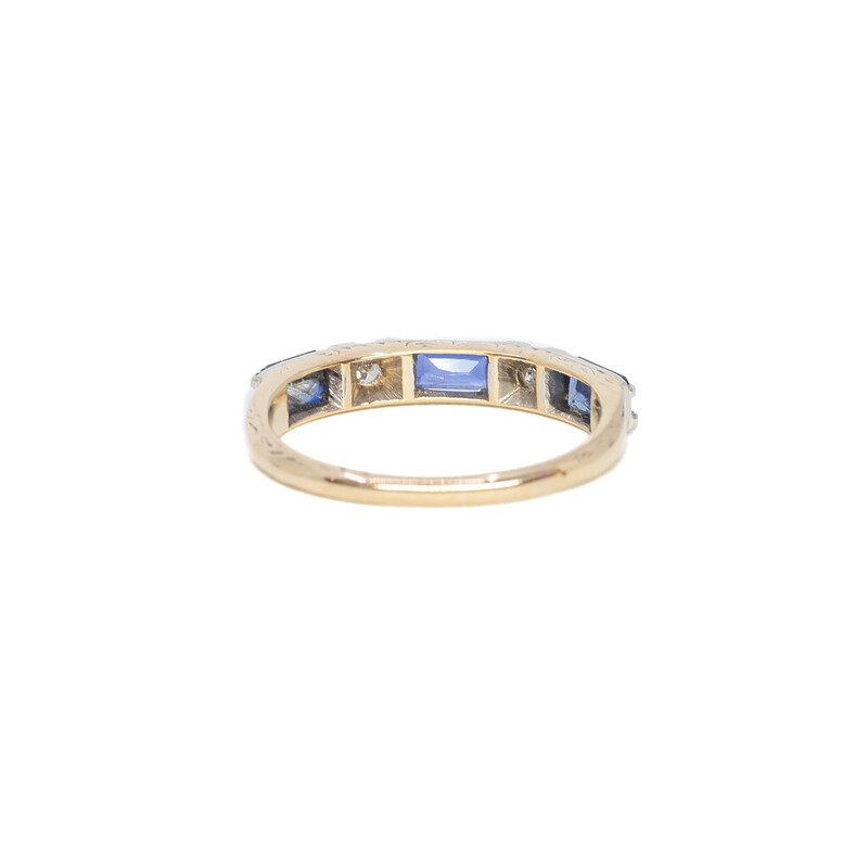 Vintage 18ct Yellow Gold Sapphire & Diamond Ring Size P 1/2 #62240