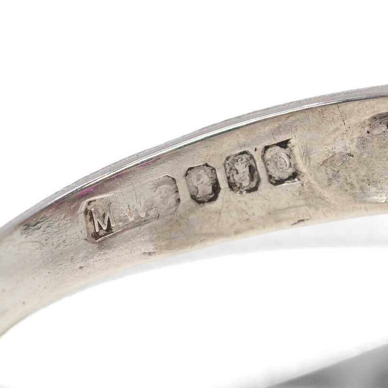 Vintage Sterling Silver Ruby Chevron Ring Dublin Ireland C.1980 Size O 1/2 #6119-18