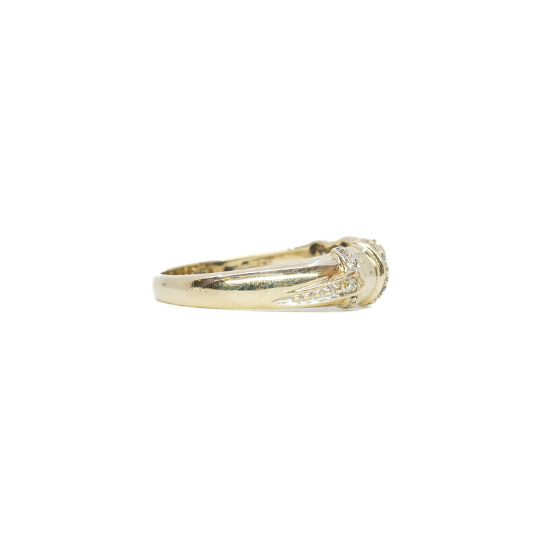 9ct Yellow Gold Dome Diamond Ring Size P #62318