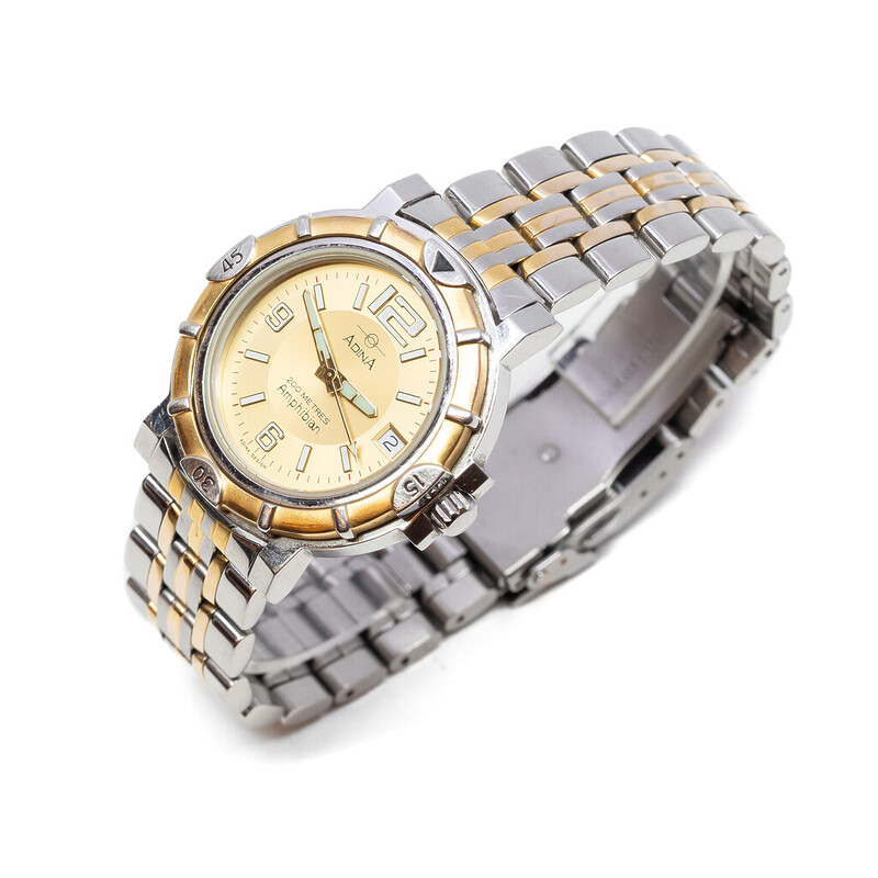 Adina 2-Tone Quartz Amphibian Dive Watch CM113 RRP $499 #62942