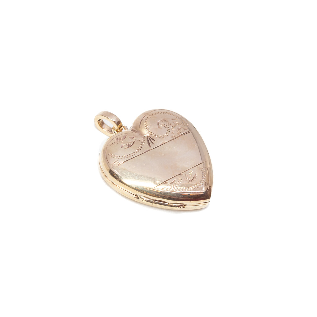 Vintage 9ct Yellow Gold Love Heart Locket Pendant #61341 Vintage 9ct Yellow Gold Love Heart Locket Pendant #61341 - Image 6