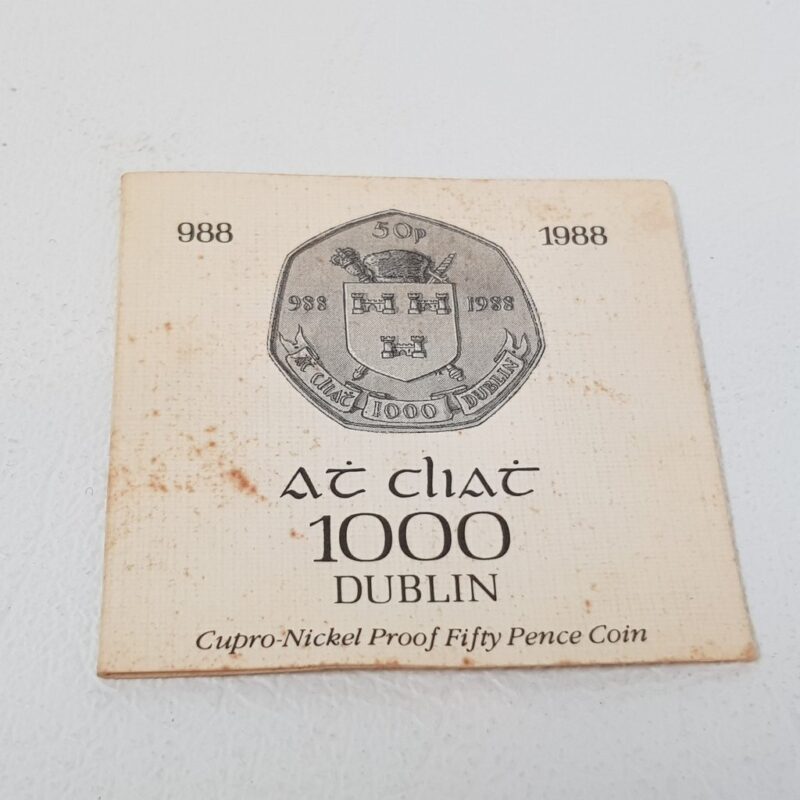 Ireland 1988 Proof Dublin Millennium 50P Fifty Pence Coin Original Case & Coa #59279