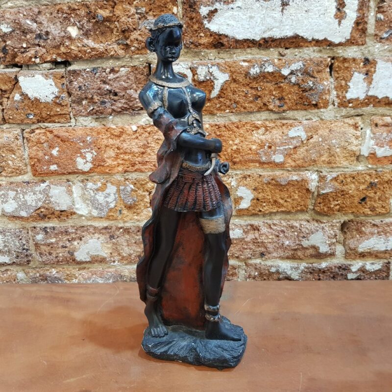 African Lady Figurine / Statue Woman Weilding a Knife #41641