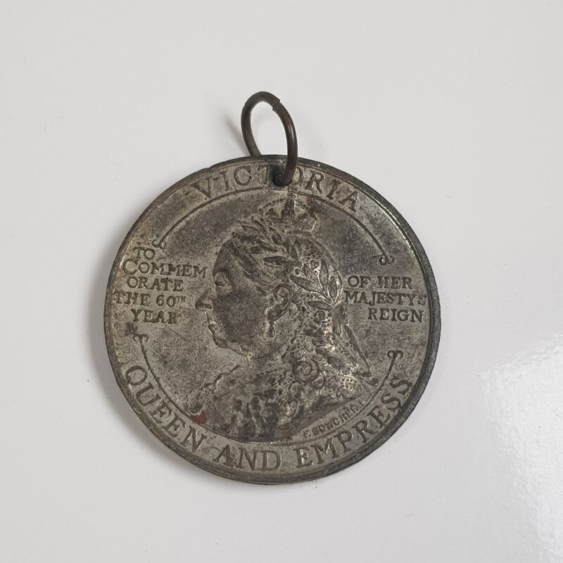 Antique Victoria Queen & Empress Hanging Medal 1837-1897 60th Anniversary #9636-9