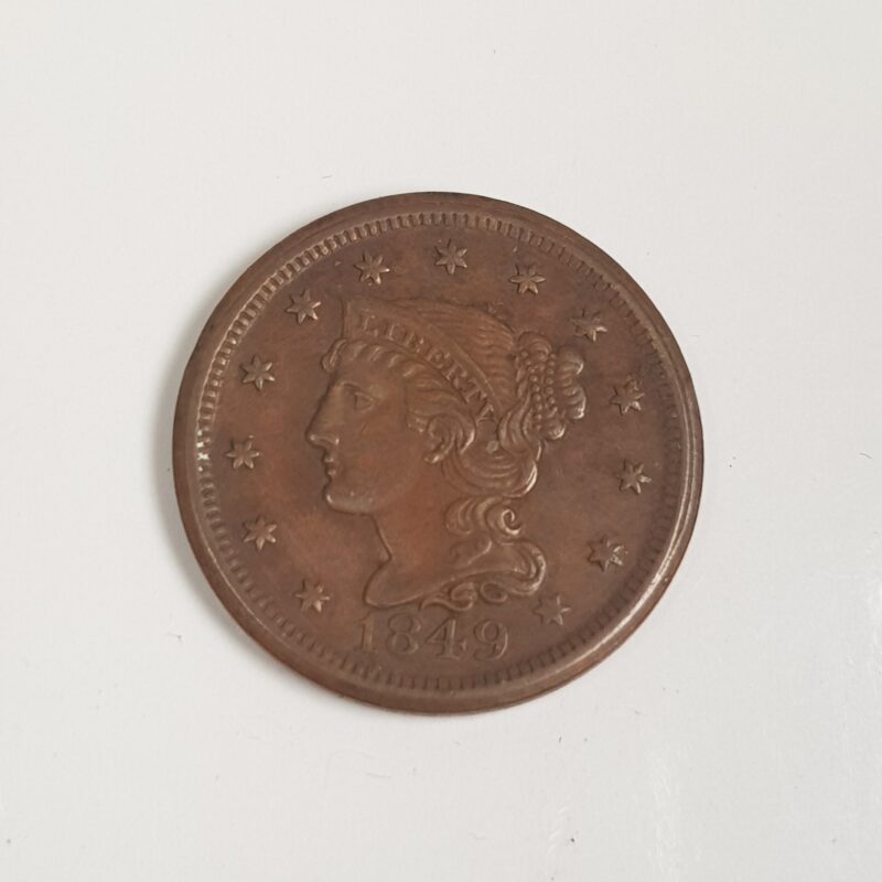 1849 US 1 Cent Liberty Head / Braided Hair Coin in Excellent Condition #9636-10