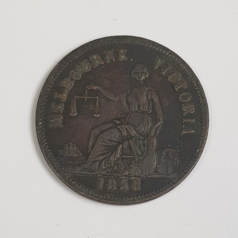 1858 Hide & De Carle Grocers & Wine Merchants Melbourne Victoria Token Coin #9636-12