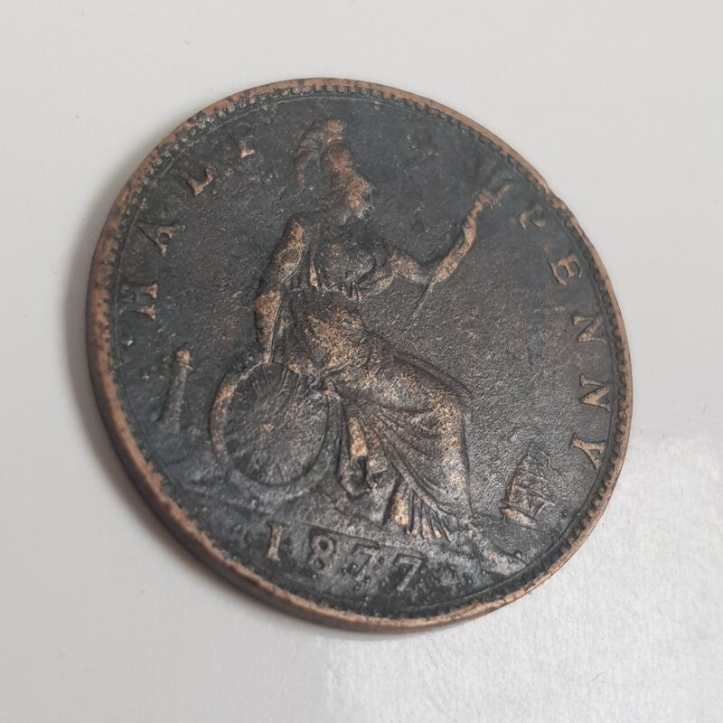 1877 Great Britain Halfpenny 1/2D Victoria Coin #9636-13