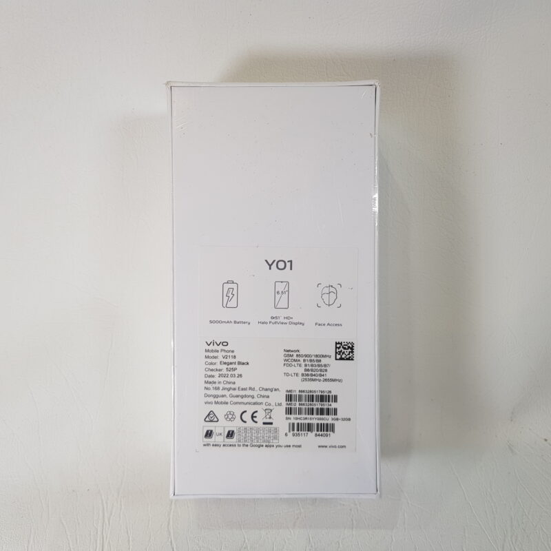 Vivo Y01 Unlocked Dual-Sim Smart Mobile Phone 3 Gb + 32 Gb Elegant Black *new* #63206