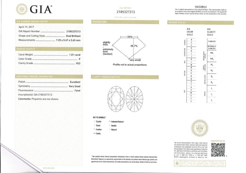 1.01ct Diamond Engagement Ring F/VS2 in 18ct Gold GIA + Val $18,465 #62916