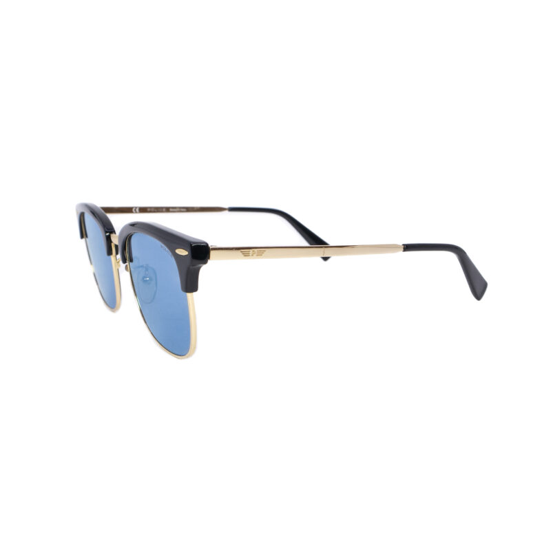 Police Black & Gold Blue Lenses Sunglasses SPL336G #63252