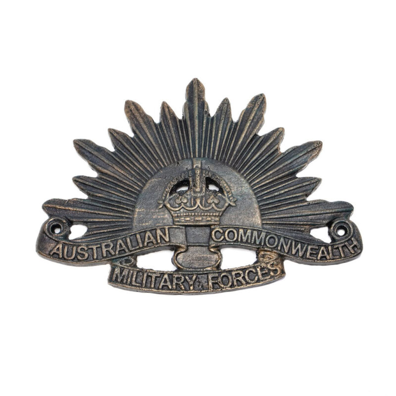 Cast Iron Australian Commonwealth Military Forces 1904 Rising Sun Badge Plaque #66375