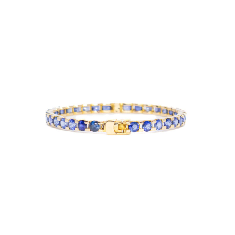 Natural Sapphire Eternity Bangle in 18ct Yellow Gold Val $5900 #61423