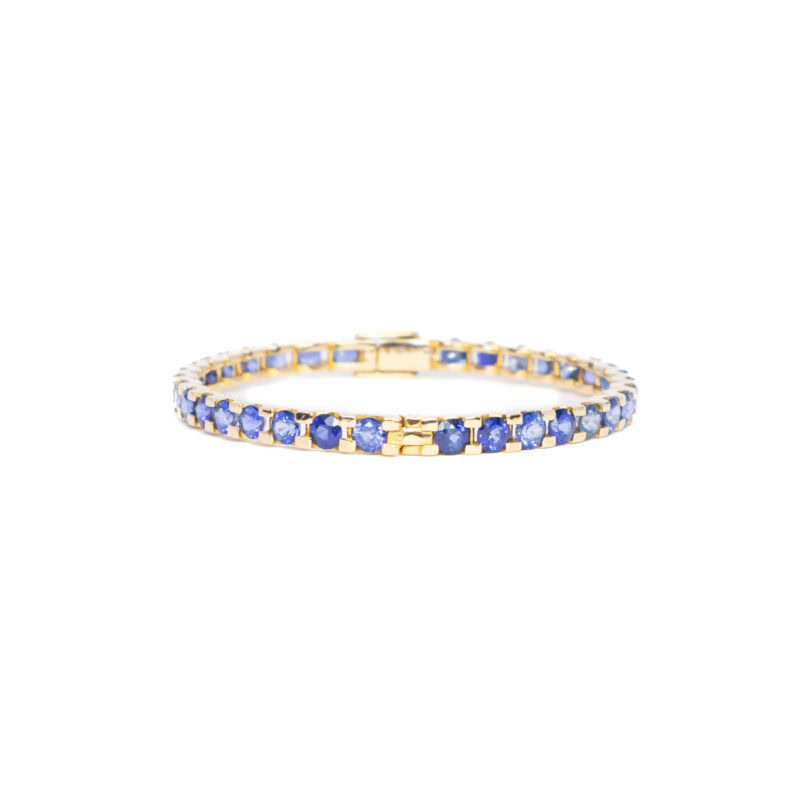 Natural Sapphire Eternity Bangle in 18ct Yellow Gold Val $5900 #61423