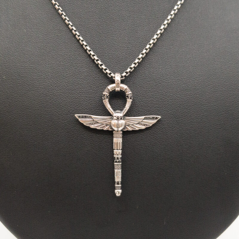 Silver Thomas Sabo Cross of Life Ankh with Scarab Pendant & Chain 53cm #55913