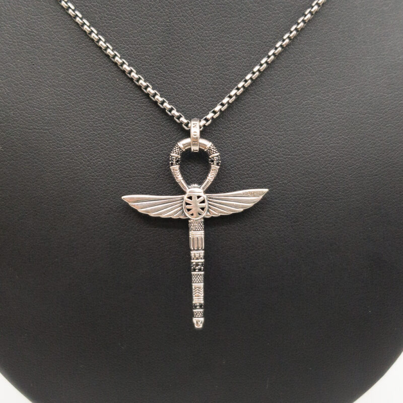 Silver Thomas Sabo Cross of Life Ankh with Scarab Pendant & Chain 53cm #55913