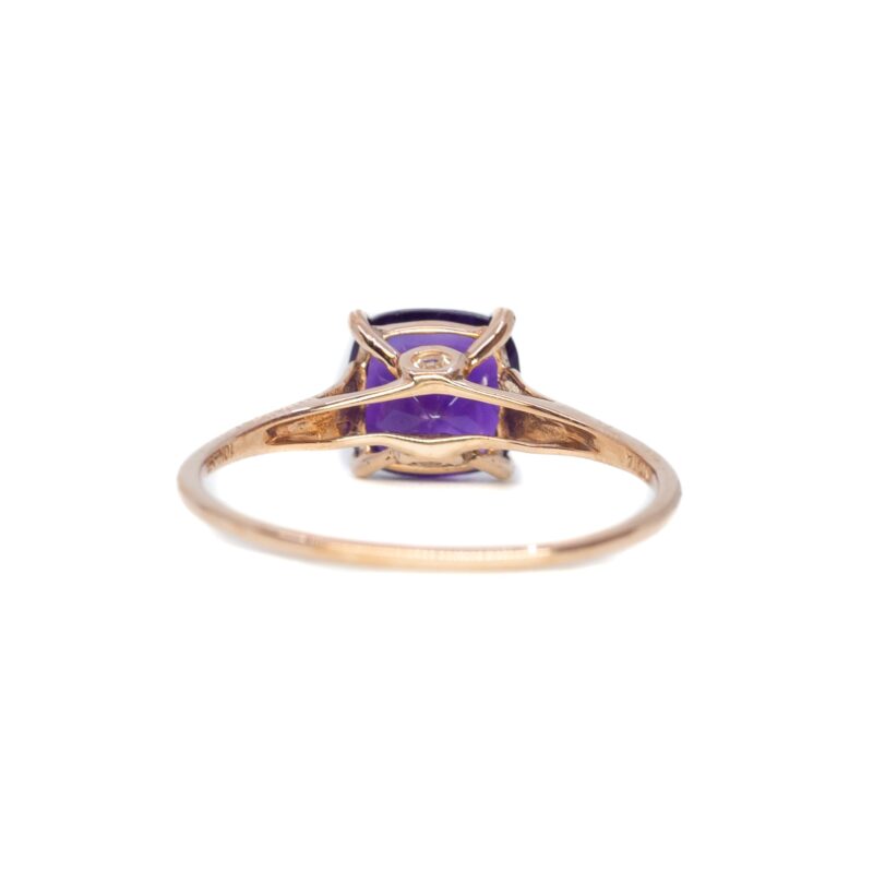 Cushion Cut Purple Amethyst Ring in 10ct Rose Gold Size N 1/2 #62877