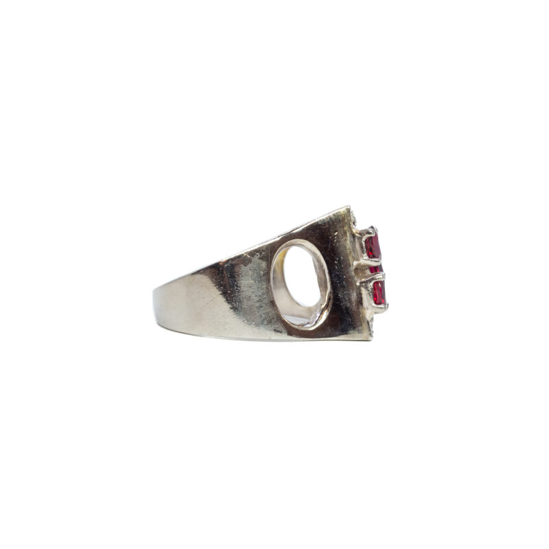 Natural Ruby & Diamond Ring in 14ct White Gold Size M #62316