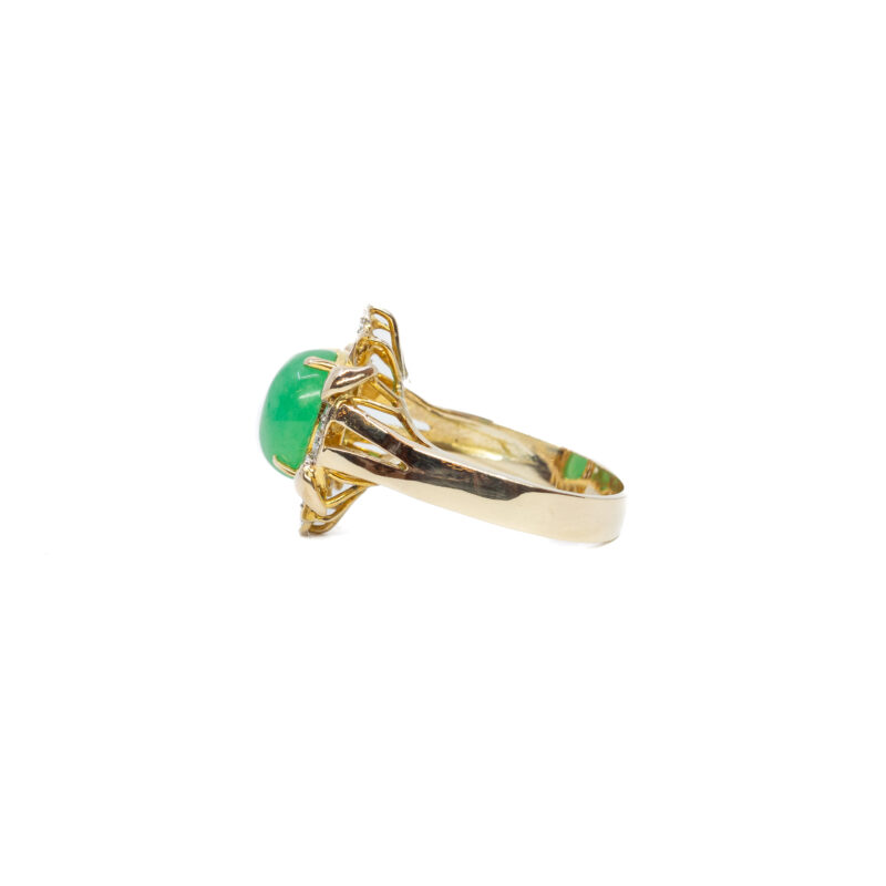 Jadeite & Diamond Cocktail Ring in 12ct Yellow Gold Size O 1/2 #55242