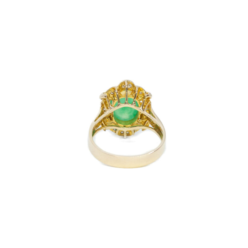 Jadeite & Diamond Cocktail Ring in 12ct Yellow Gold Size O 1/2 #55242