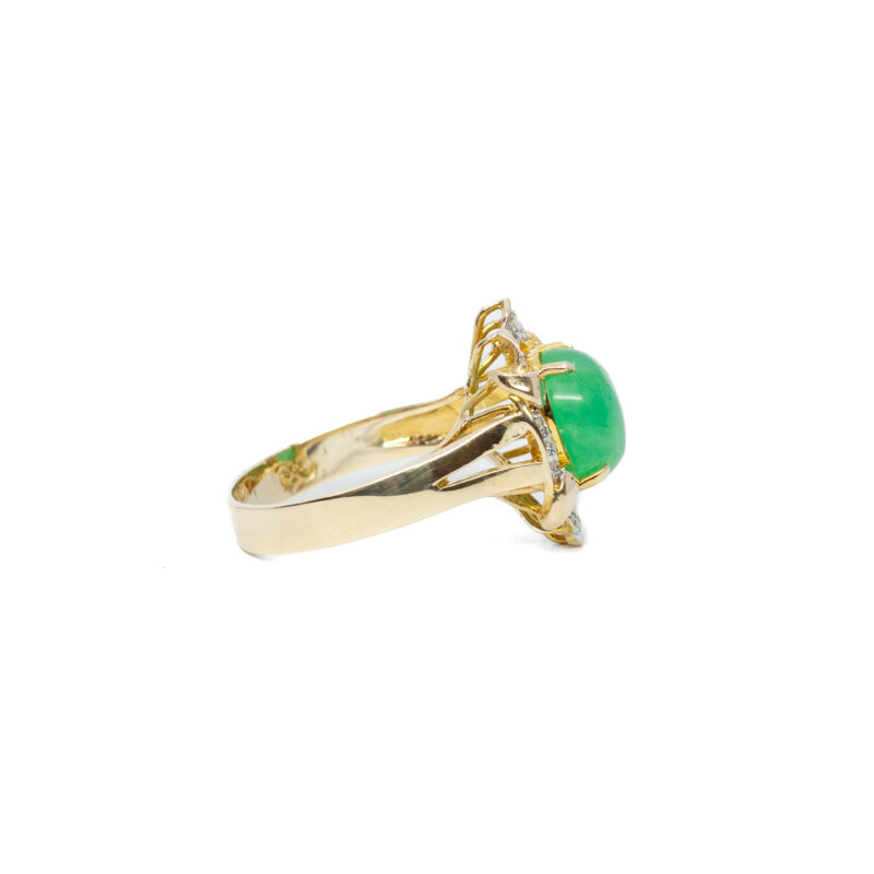 Jadeite & Diamond Cocktail Ring in 12ct Yellow Gold Size O 1/2 #55242