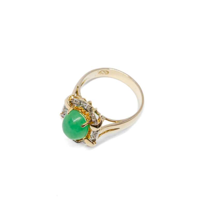 Jadeite & Diamond Cocktail Ring in 12ct Yellow Gold Size O 1/2 #55242
