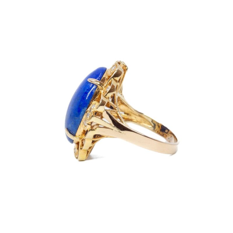 Lapis Lazuli & Diamond Cocktail Ring in 14ct Yellow Gold Size N #59428