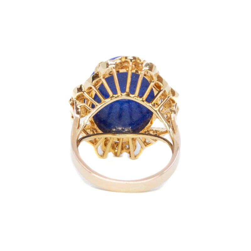 Lapis Lazuli & Diamond Cocktail Ring in 14ct Yellow Gold Size N #59428