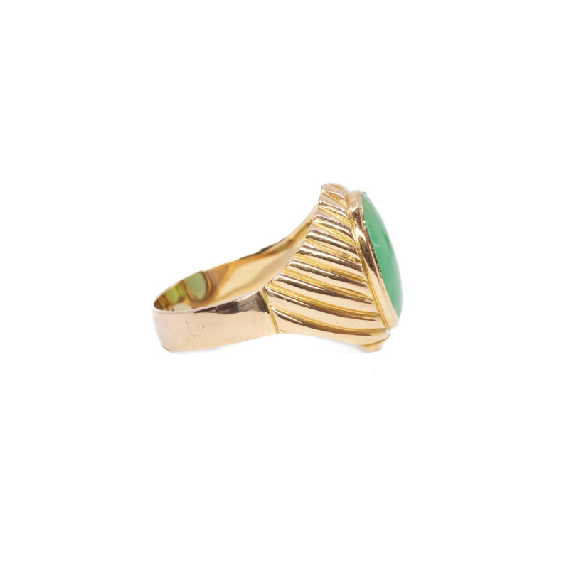 Oval Bowenite Men's Signet Ring in 19ct Rose Gold Size V #61541