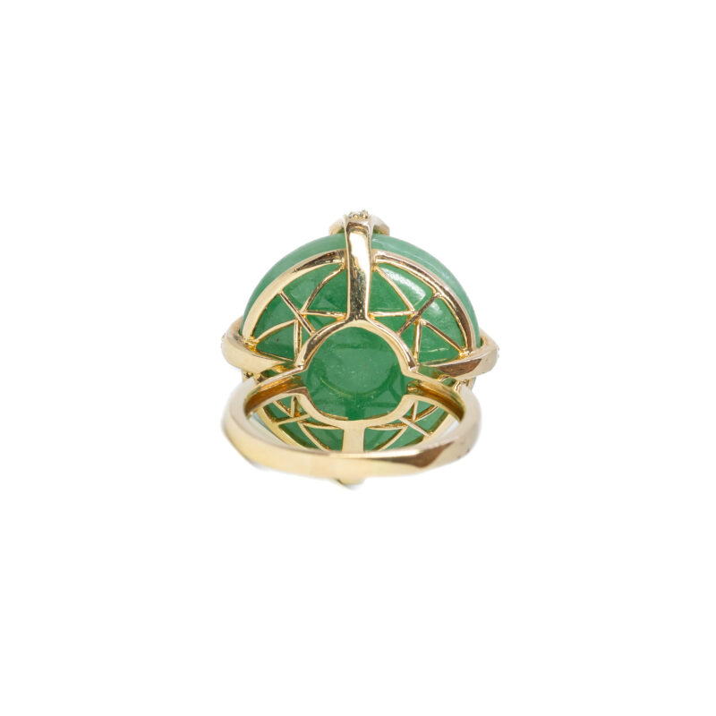 Round Cabochon Jade & Gemstone Ring in 14ct Yellow Gold Size R 1/2 #59425