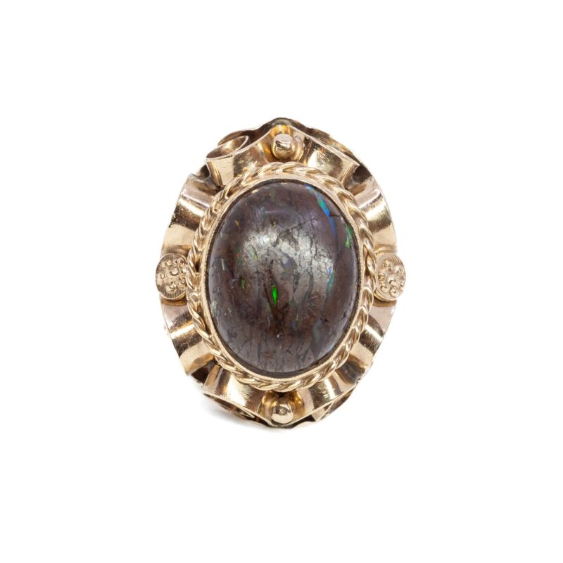 Vintage Boulder Opal Cabochon Ring in 9ct Yellow Gold Size O #59798