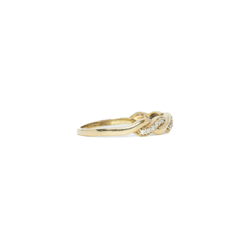 9ct Yellow Gold Rope Style CZ Ring Size P 1/2 #62948