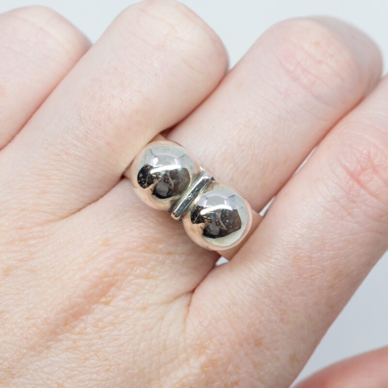Kupittaan Kulta Finland Sterling Silver Modernist Ball Ring Size O #62937