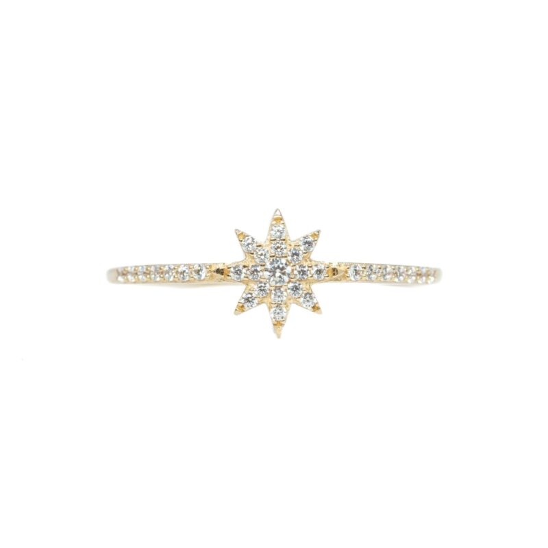 14ct Yellow Gold Diamond Cluster Star Ring Size N #62739