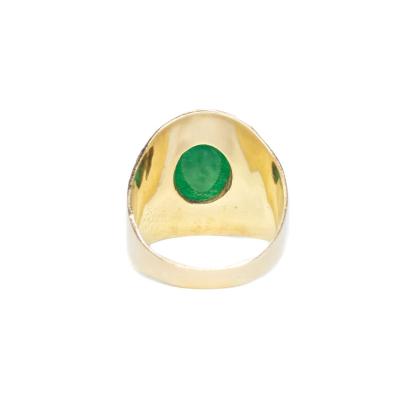 9ct Yellow Gold Oval Green Quartz Men's Ring Size Z +1 #62965