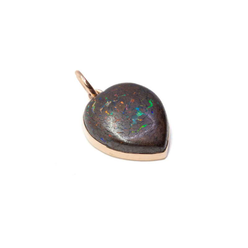Vintage 9ct Rose Gold Boulder Matrix Opal Heart Pendant #62256