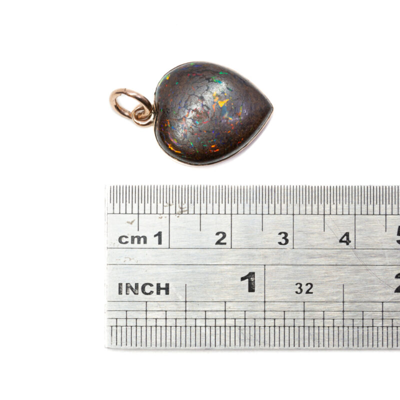 Vintage 9ct Rose Gold Boulder Matrix Opal Heart Pendant #62256