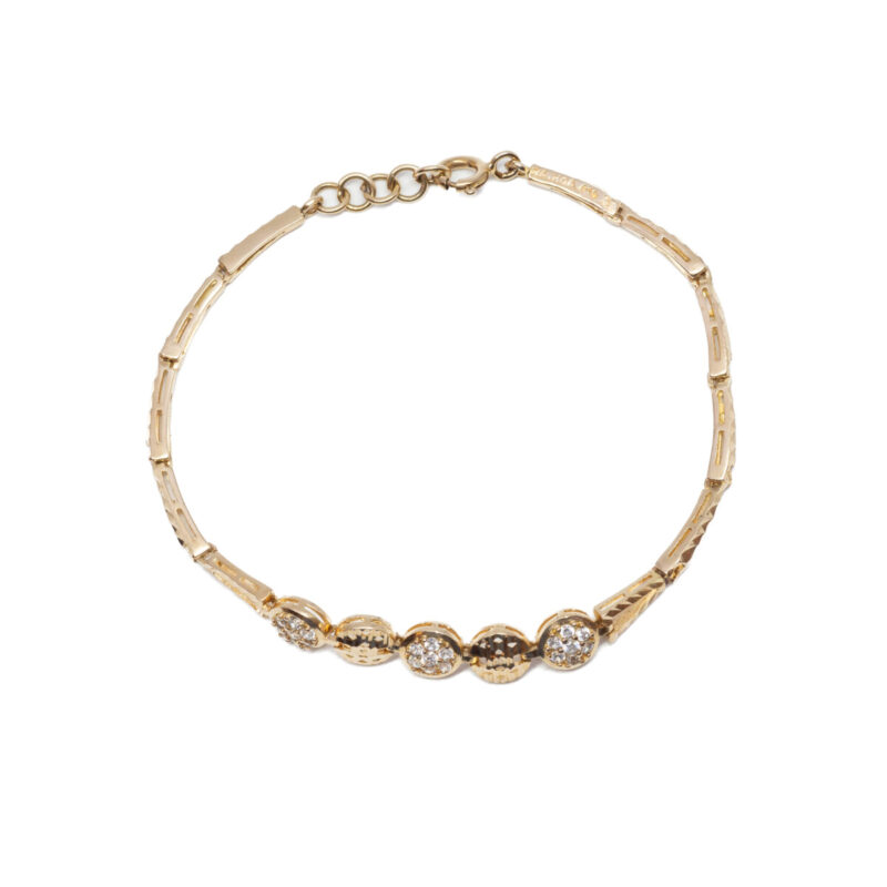 14ct Yellow Gold CZ Ball Bracelet 17.5cm #60280