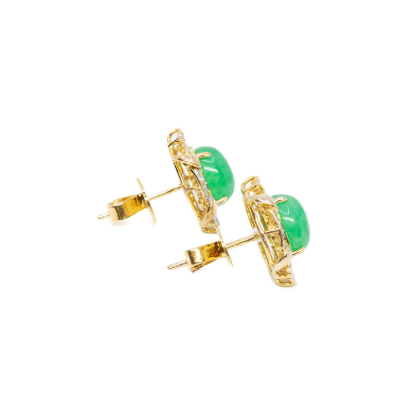 Jadeite & Diamond Earrings in 12ct Yellow Gold #55243