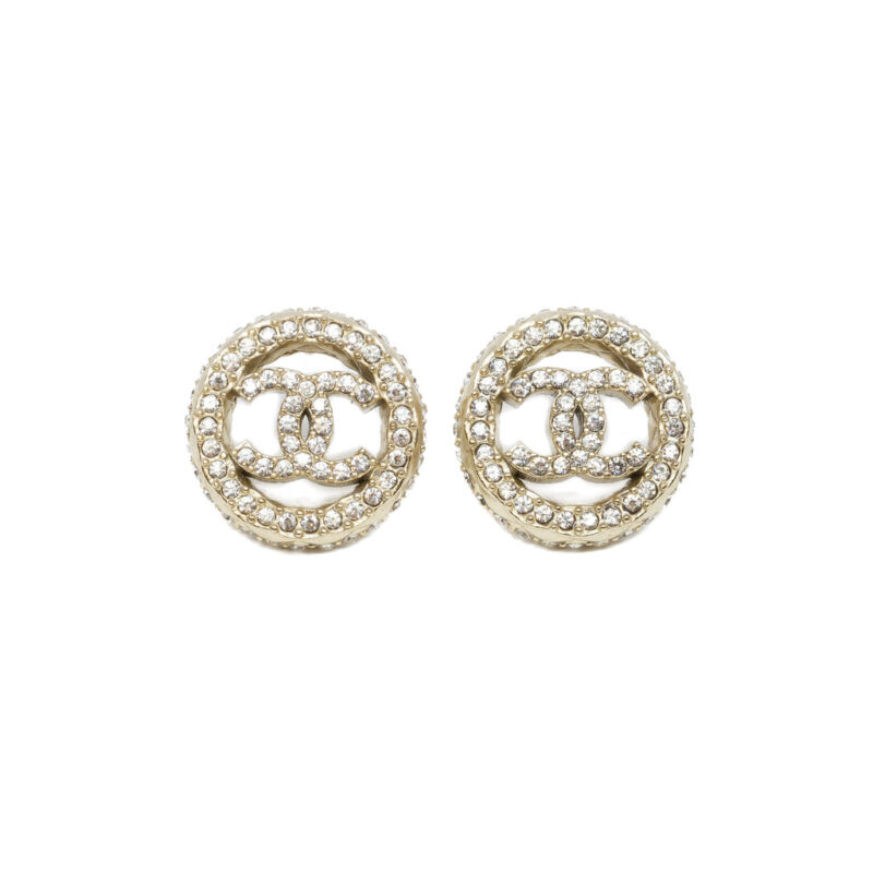 Chanel Icon 2022 CC Logo White Stone Earrings 23A Made in Italy + Box #62709