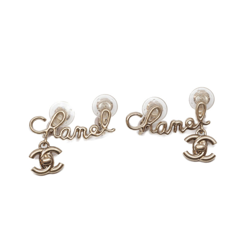 Chanel Letter & CC Clip On Drop Earrings + Box #62711