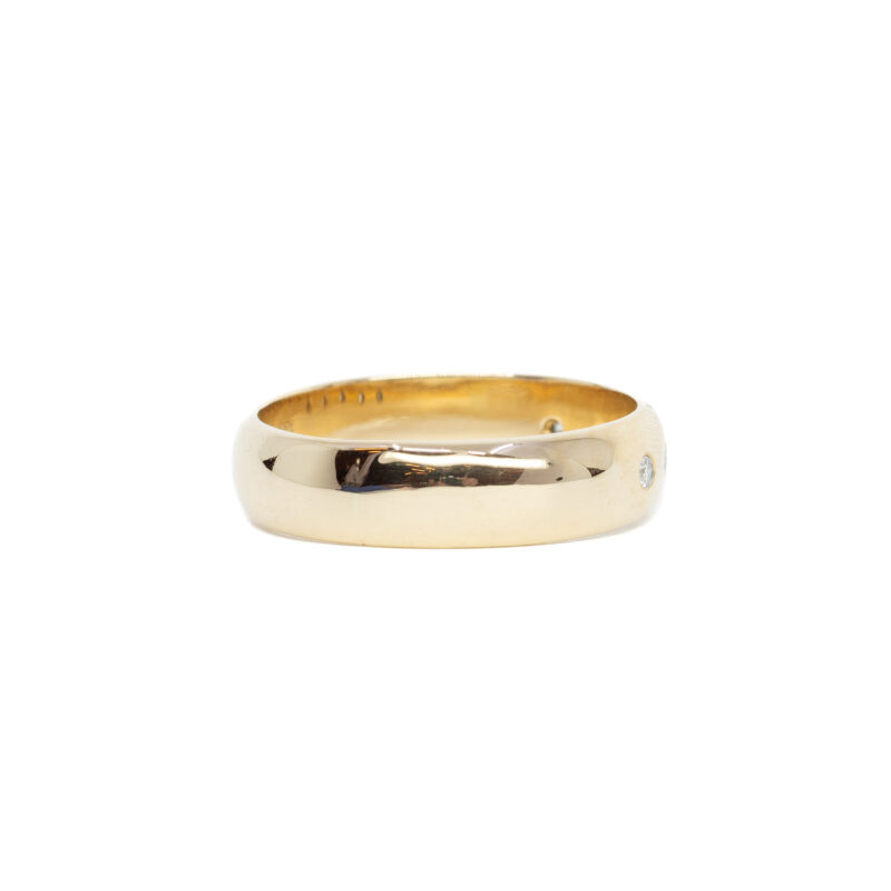 Diamond Set 18ct Yellow Gold Men's Band Ring Size V 1/2 #62516