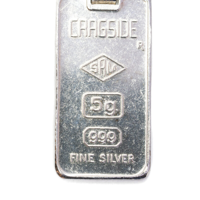 Vintage Fine 999 Silver Libra Zodiac Sign Bar Pendant #9635-7